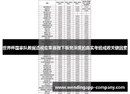 世界杯国家队数据透视密集赛程下板凳深度的真实考验成败关键因素 世界杯国家队数据透视密集赛程下板凳深度的真实考验成败关键因素